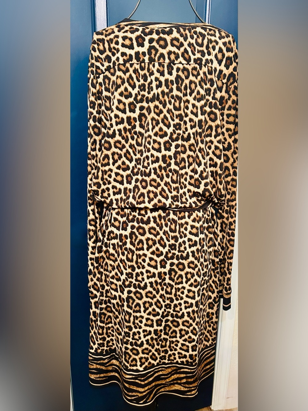 Michael Kors Leopard Print Long-Sleeve Tie-Waist Dress - Brown - Picture 2 of 5